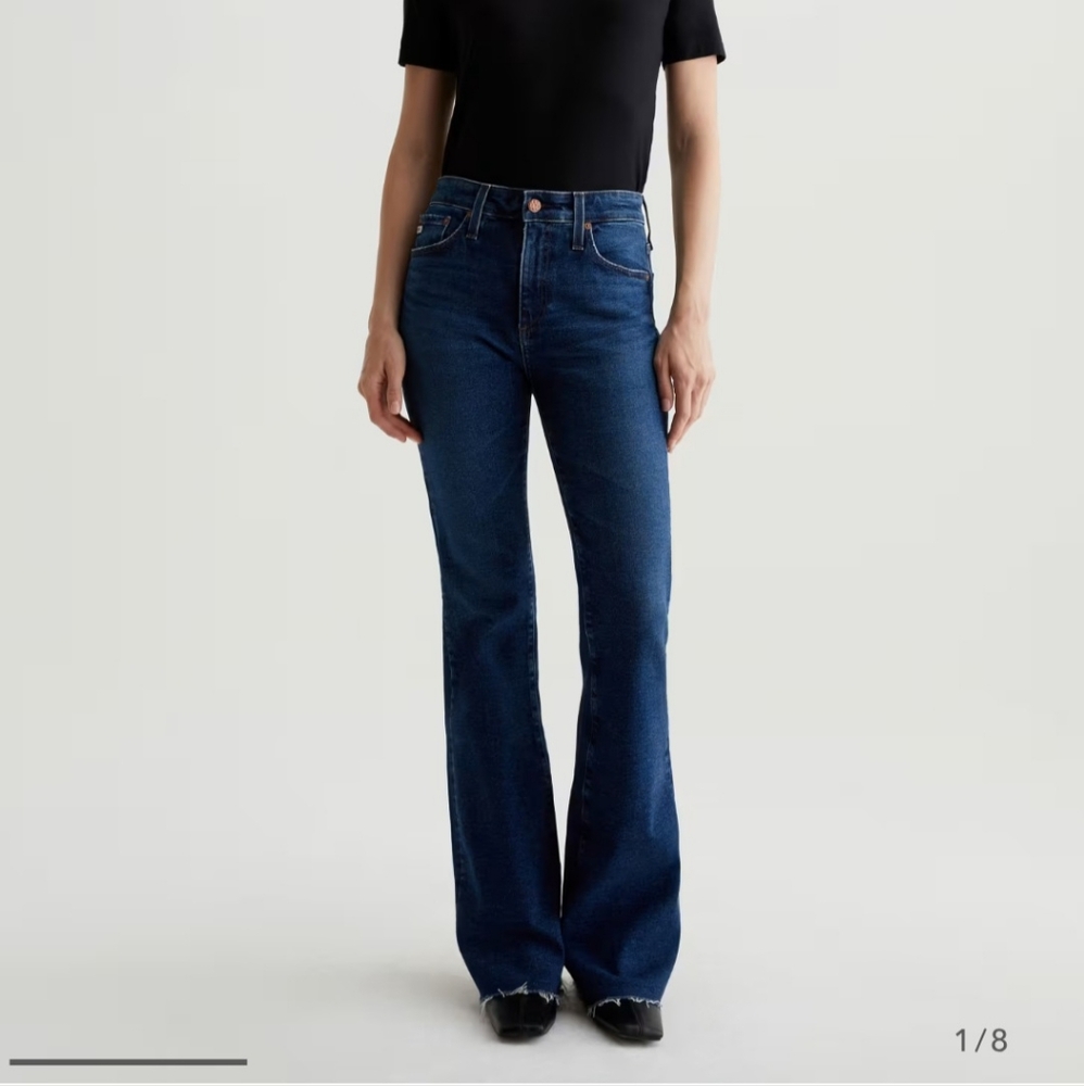 AG Farrah Raw Hem High Waist Bootcut Jeans, 7 Years Antwerp, Size 26